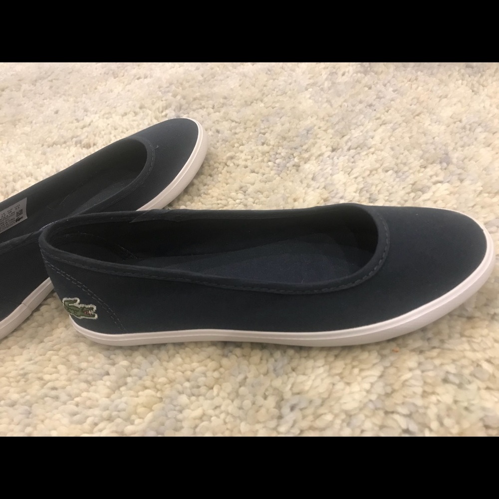 Lacoste Canvas Ballerina Slip On. Navy.